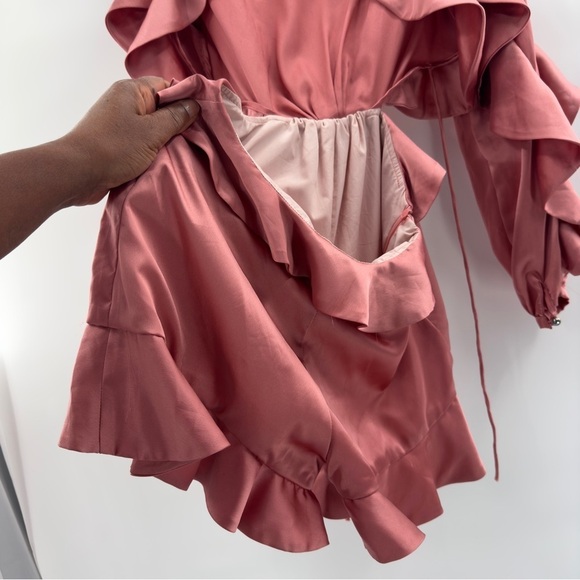 Nasty Girl cutout pink the old satin romper pink open back long sleeve size 8 - Picture 5 of 14